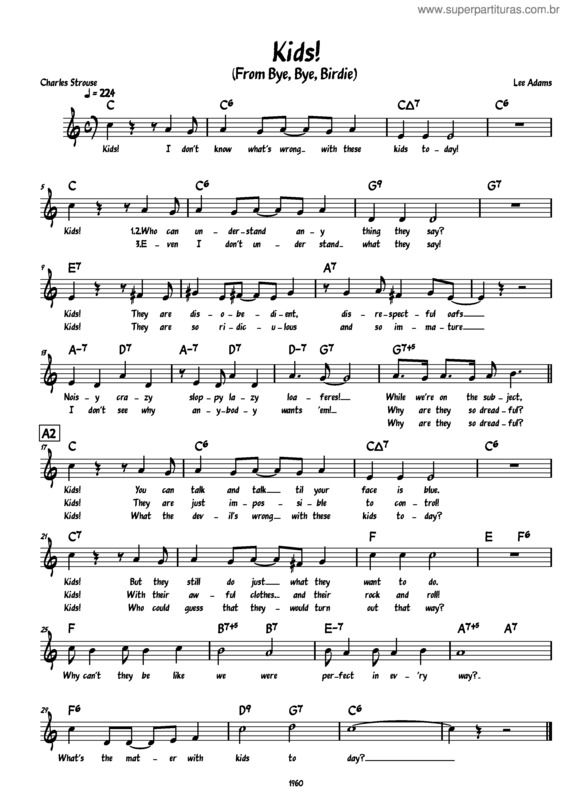 Partitura da música Kids! From Bye, Bye, Birdie