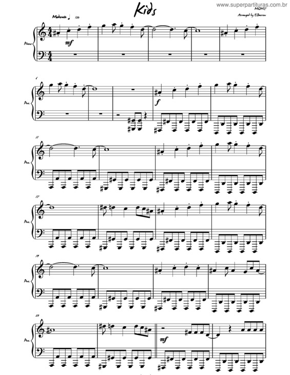 Partitura da música Kids