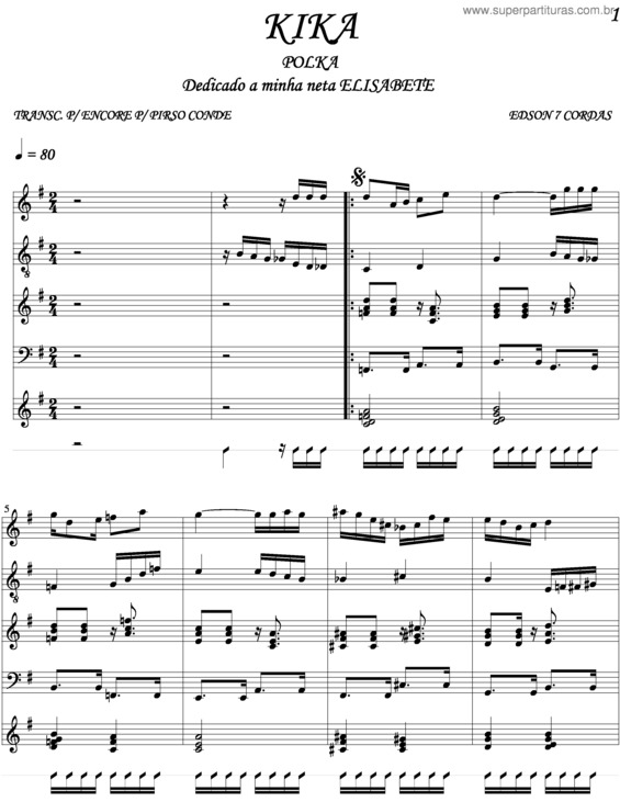 Partitura da música Kika