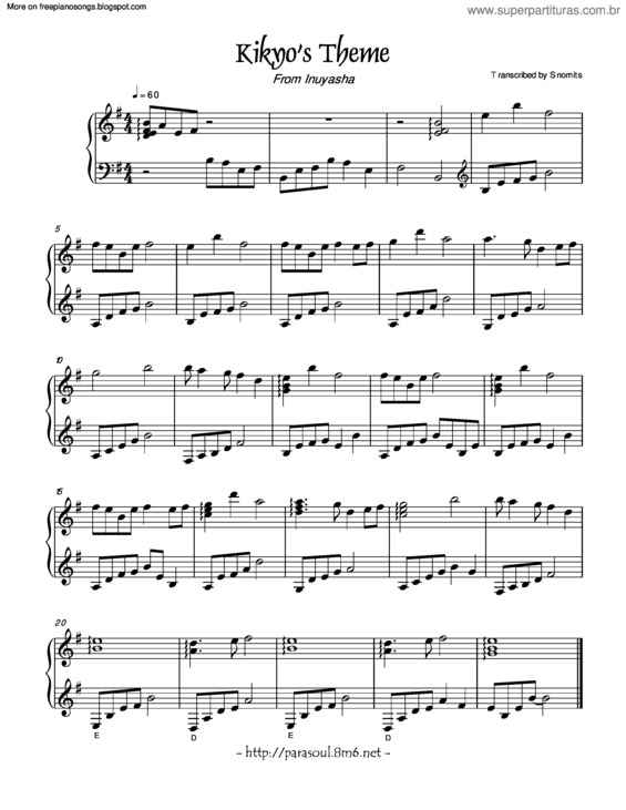 Partitura da música Kikyos Theme