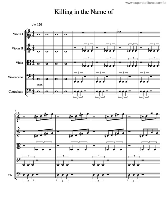 Partitura da música Killing In The Name Of v.2