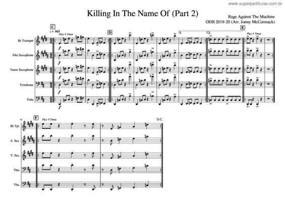 Partitura da música Killing In The Name Of v.3
