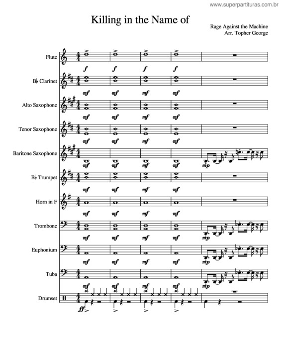 Partitura da música Killing In The Name Of v.4