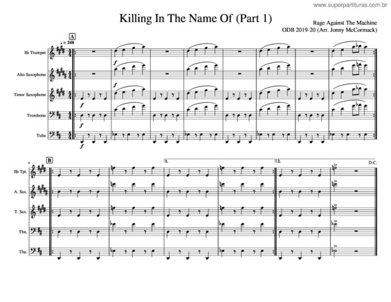Partitura da música Killing In The Name Of v.5