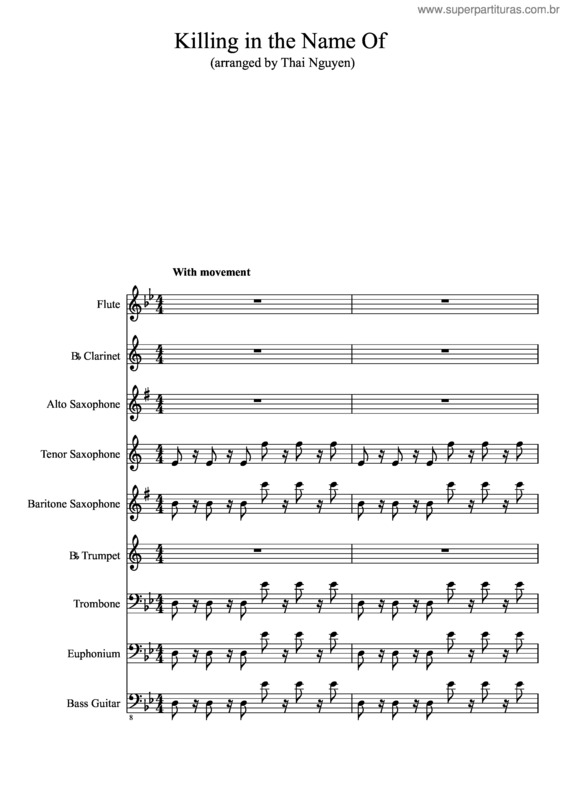 Partitura da música Killing In The Name Of