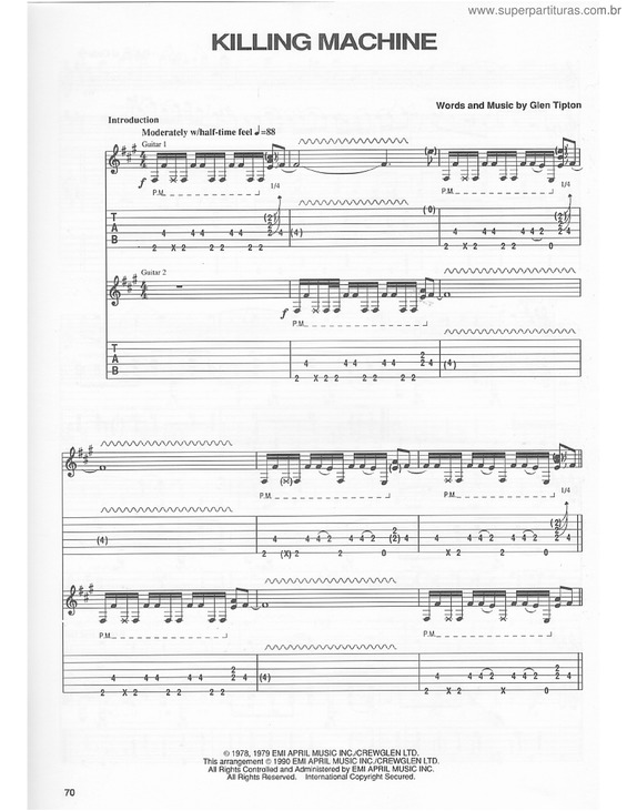 Partitura da música Killing machine