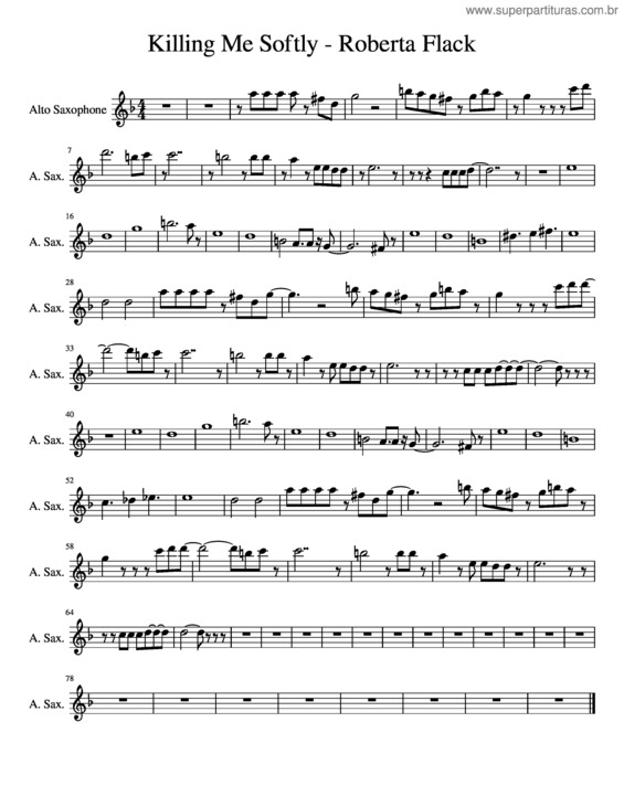 Partitura da música Killing Me Softly – Roberta Flack