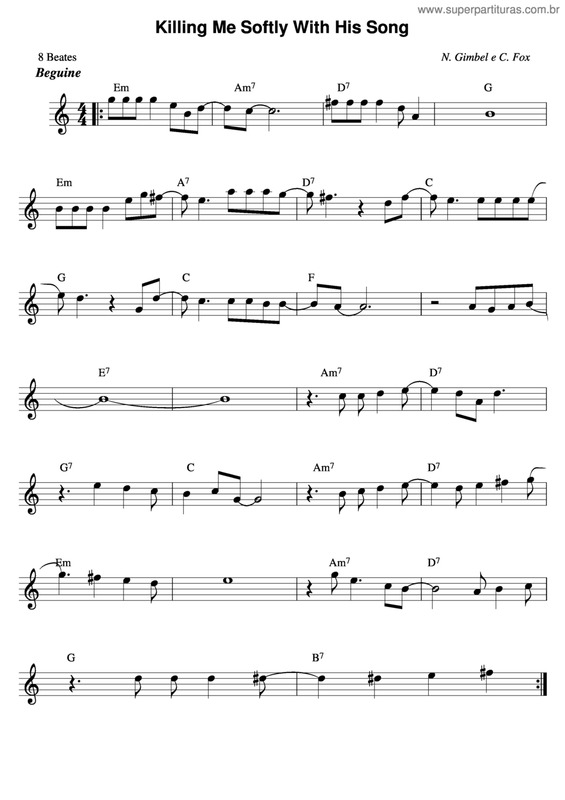 Partitura da música Killing Me Softly His Song