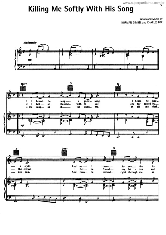 Partitura da música Killing Me Softly With His Song v.2