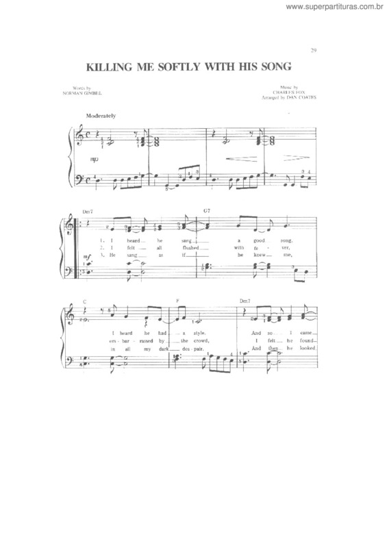 Partitura da música Killing Me Softly With His Song v.3