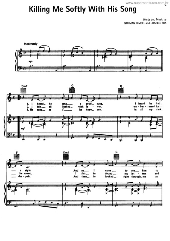 Partitura da música Killing Me Softly With His Song v.4
