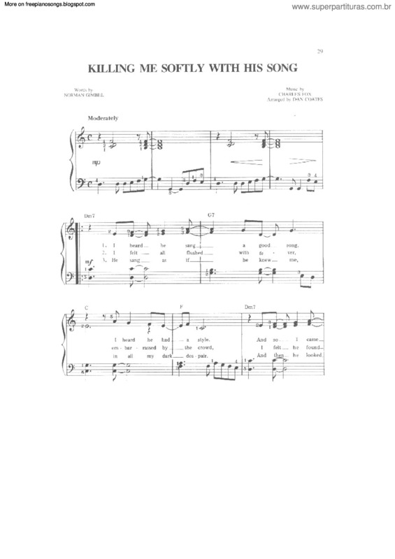 Partitura da música Killing Me Softly With His Song v.7