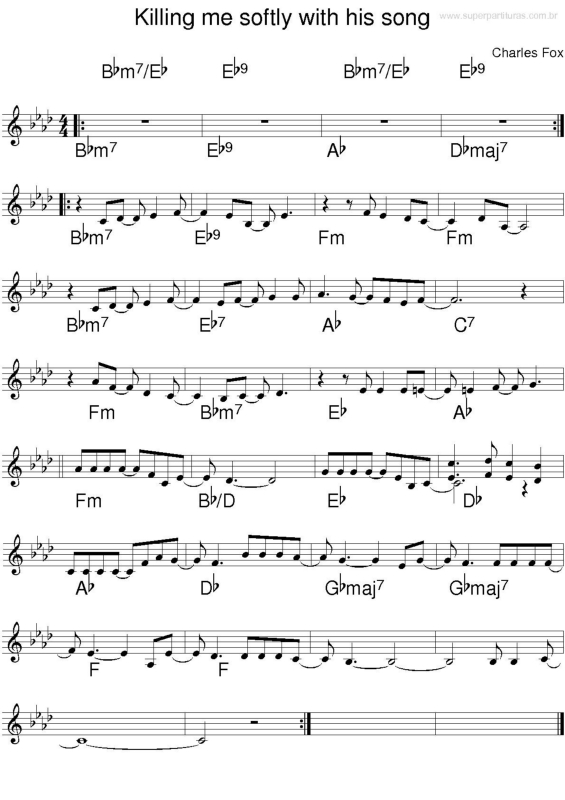 Partitura da música Killing me softly with his song