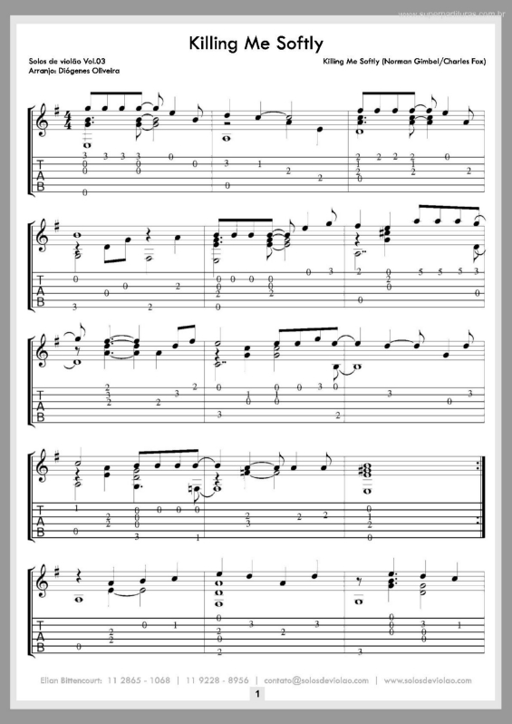 Partitura da música Killing Me Softly