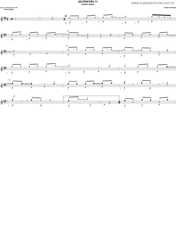 Partitura da música Kilômetro v.2