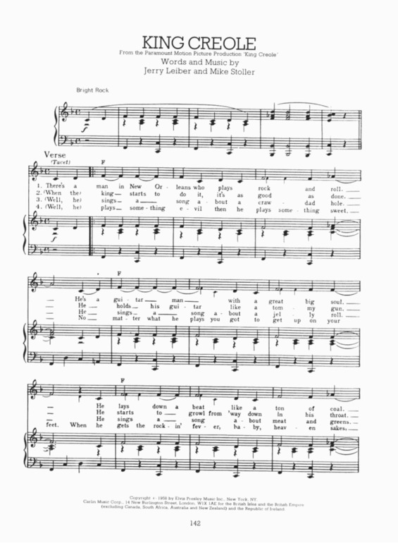 Partitura da música King Creole v.4