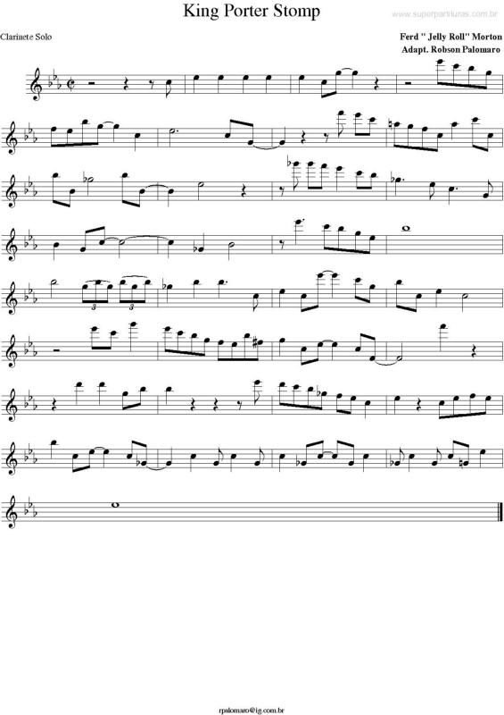 Partitura da música King Porter Stomp