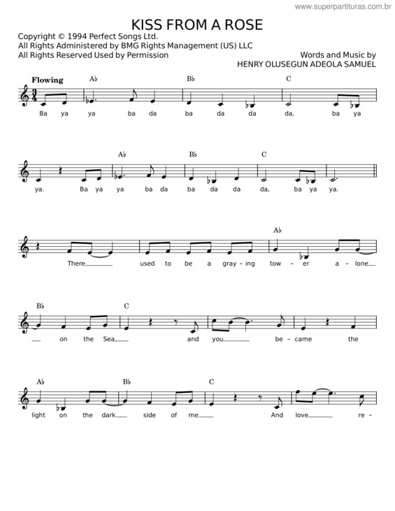 Partitura da música Kiss From A Rose – Henry Olusegun Adeola Samuel