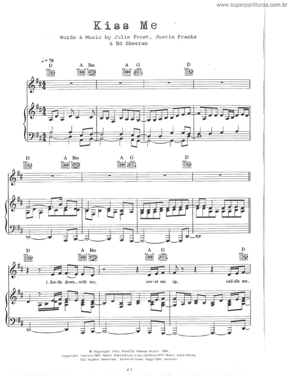 Partitura da música Kiss Me