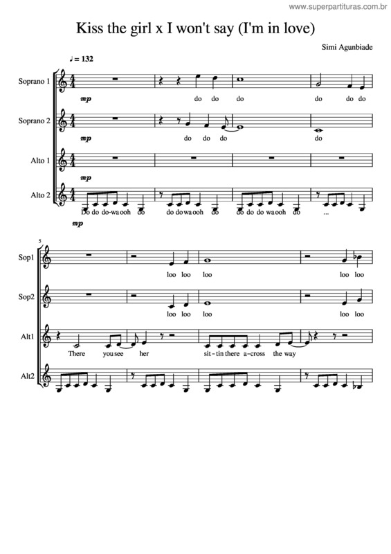 Partitura da música Kiss The Girl X I Won`T Say
