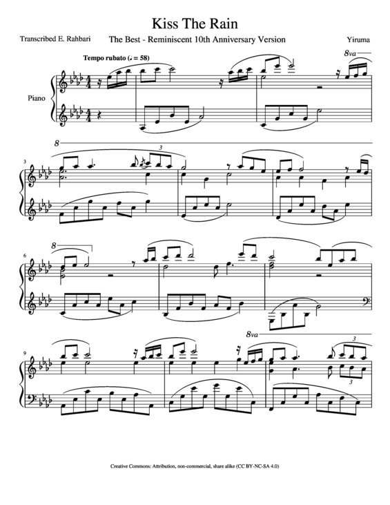 Partitura da música Kiss The Rain v.4