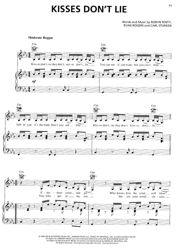 Partitura da música Kisses Don´t Lie