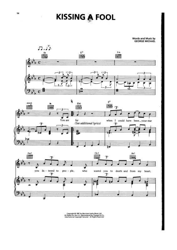 Partitura da música Kissing A Fool v.2