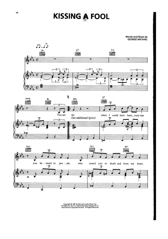 Partitura da música Kissing A Fool v.2