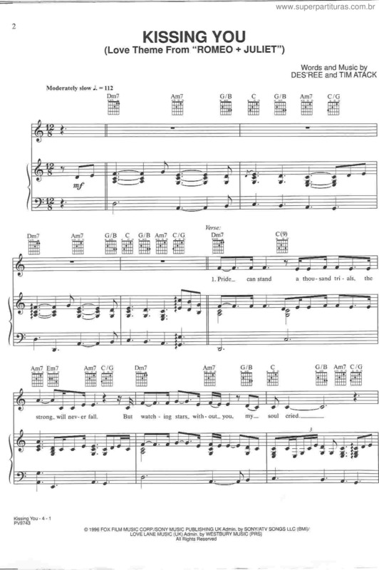 Partitura da música Kissing You