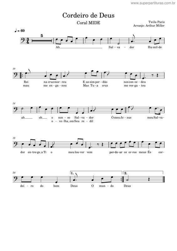 Partitura da música Kit De Voz Baixo Codeiro De Deus Baixo
