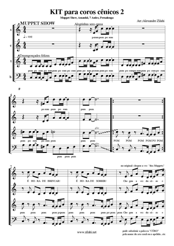 Partitura da música Kit para Coros Cênicos (Jingles e Vinhetas) 2