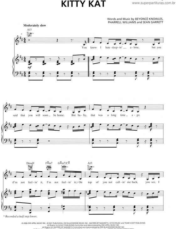 Partitura da música Kitty Kat