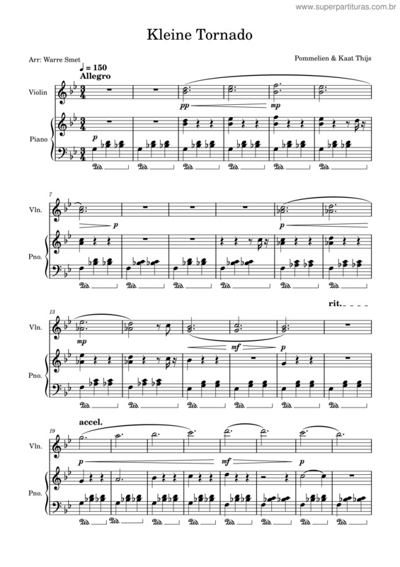 Partitura da música Kleine Tornado – Pommelien Thijs Kleine Tornado 1 Draft Violin And Piano