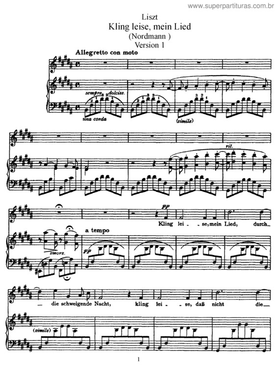 Partitura da música Kling leise, mein Lied