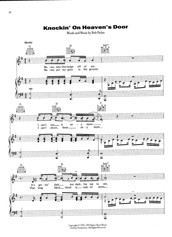 Partitura da música Knockin´ on Heaven´s Door v.3