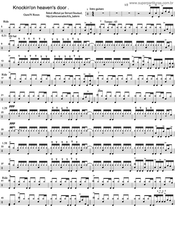 Partitura da música Knockin On Heaven`S Door v.3