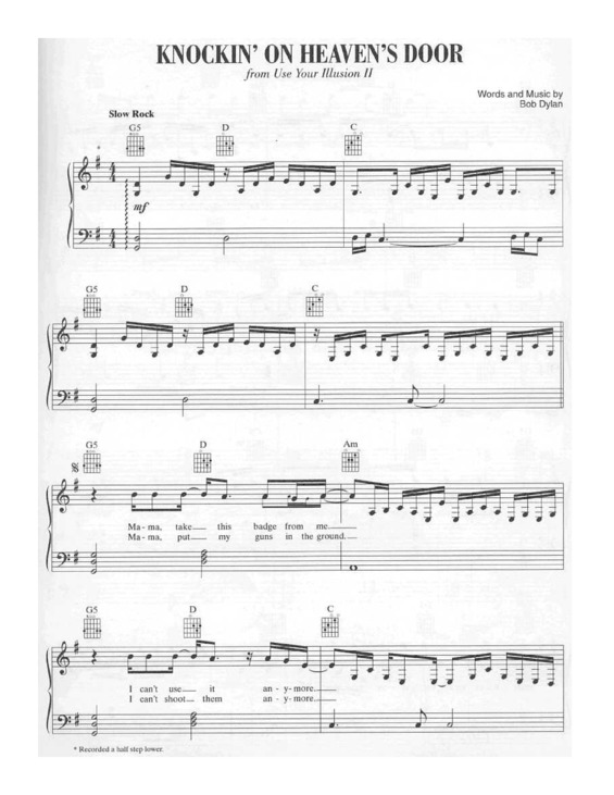 Partitura da música Knocking On Heaven´s Door