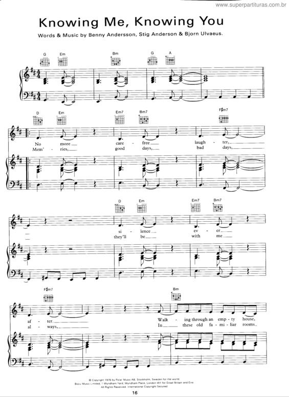 Partitura da música Knowing Me, Knowing You v.3