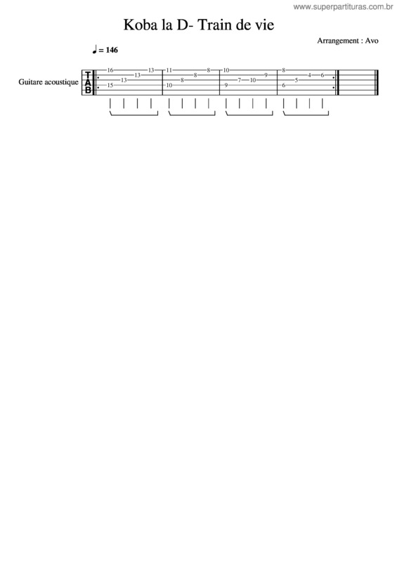 Partitura da música Koba La D– Train De Vie