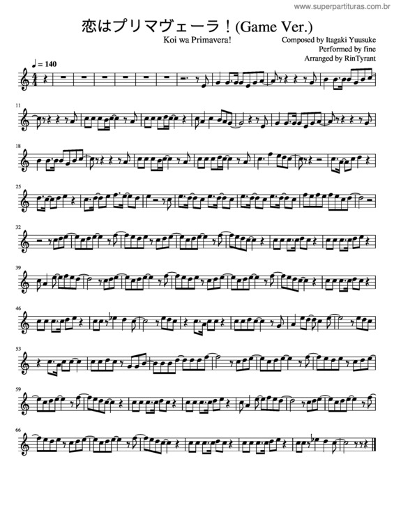 Partitura da música Koi Wa Primavera! Game Ver.