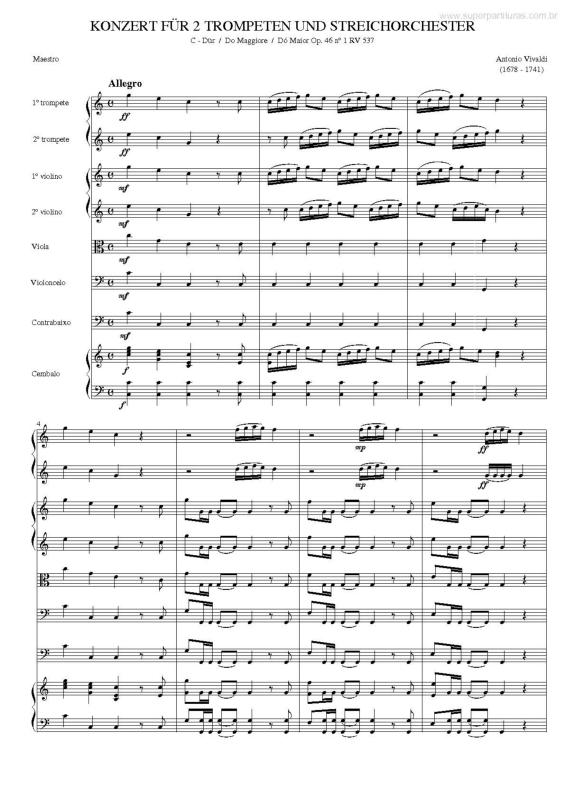 Partitura da música Konzert Für 2 Trompeten und Streichorchester