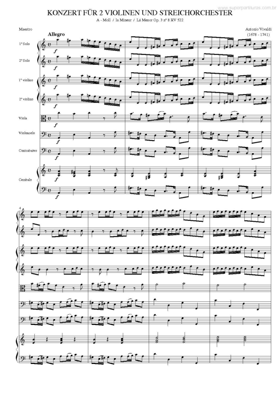 Partitura da música Konzert Für 2 Violinen und Streichorchester