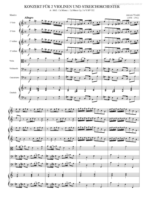 Partitura da música Konzert Für 2 Violinen und Streichorchester