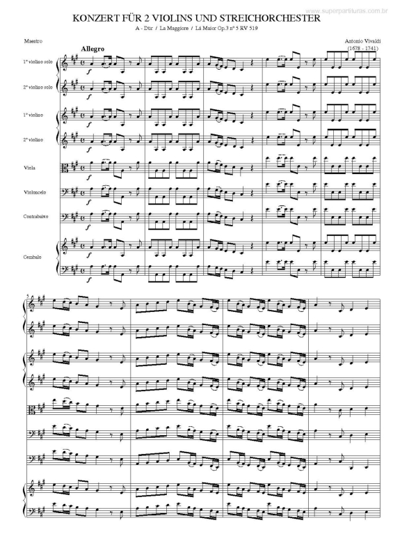 Partitura da música Konzert Für 2 Violins und Streichorchester