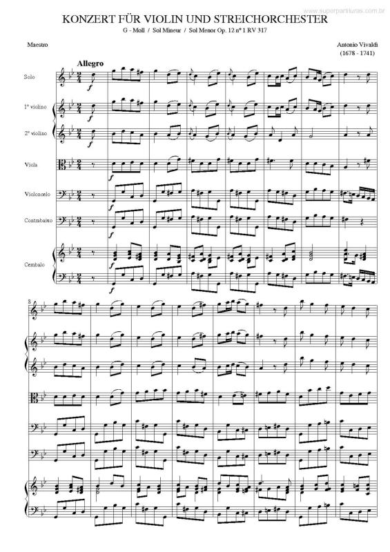 Partitura da música Konzert Für Violin und Streichorchester v.2