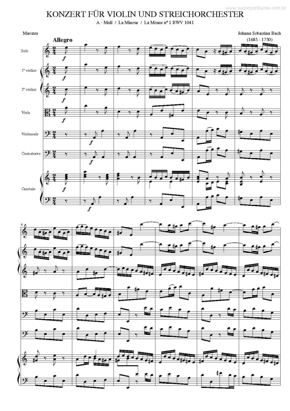 Partitura da música Konzert Für Violin Und Streichorchester
