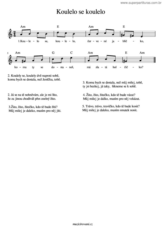 Partitura da música Koulelo Se Koulelo