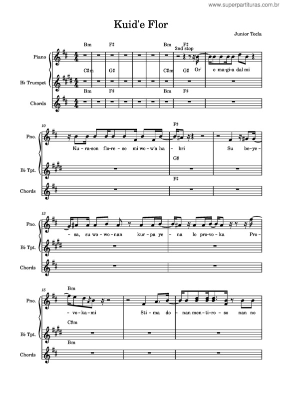 Partitura da música Kuid`E Flor – Junior Tecla Kuid`E Flor