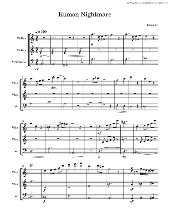 Partitura da música Kumon Nightmare