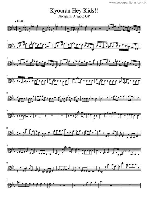 Partitura da música Kyouran!! Hey Kids – Noragami Aragoto Op